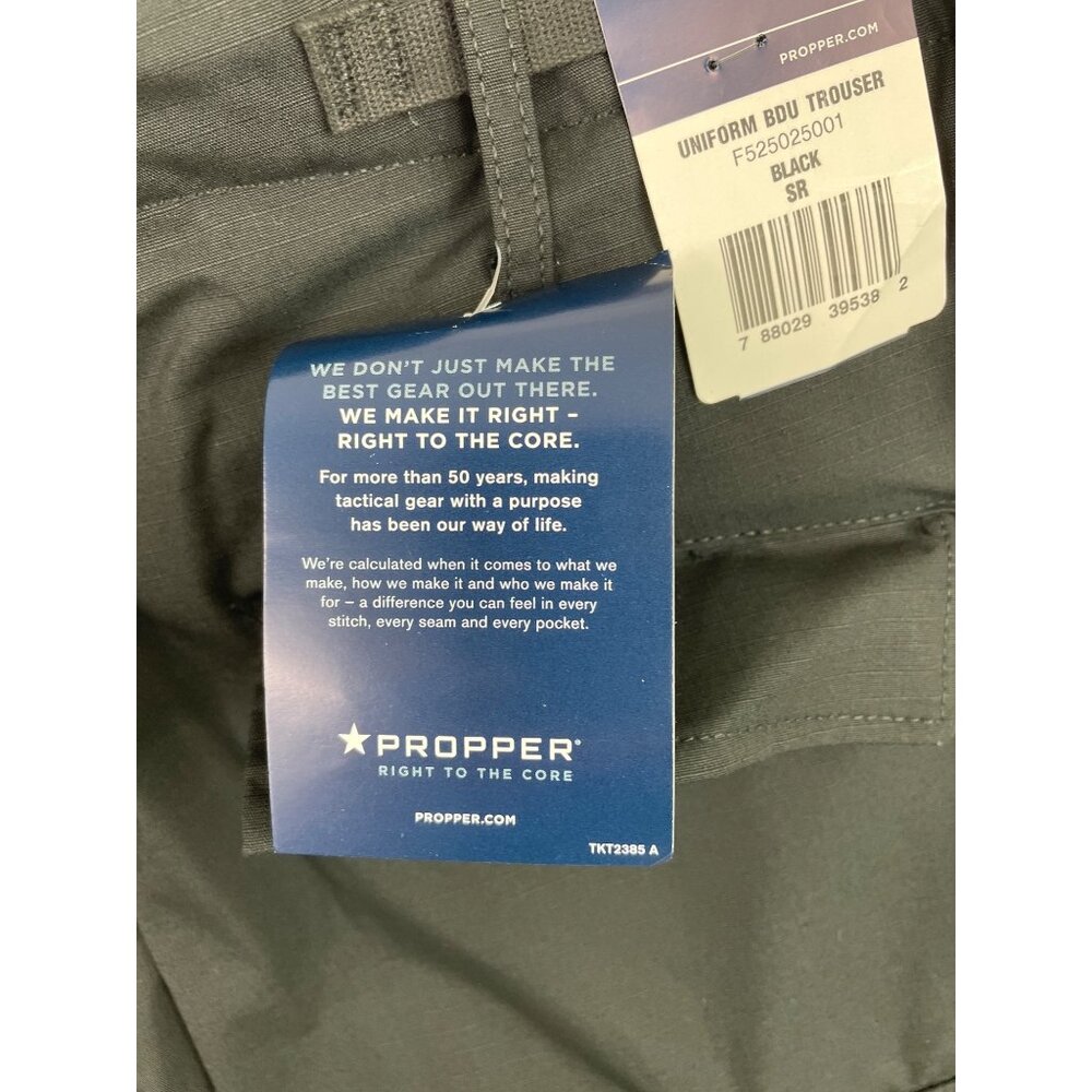 Propper Uniform Trouser Mens Black Military Work Cargo BDU Pants Size SR 30x32 - Picture 9 of 11